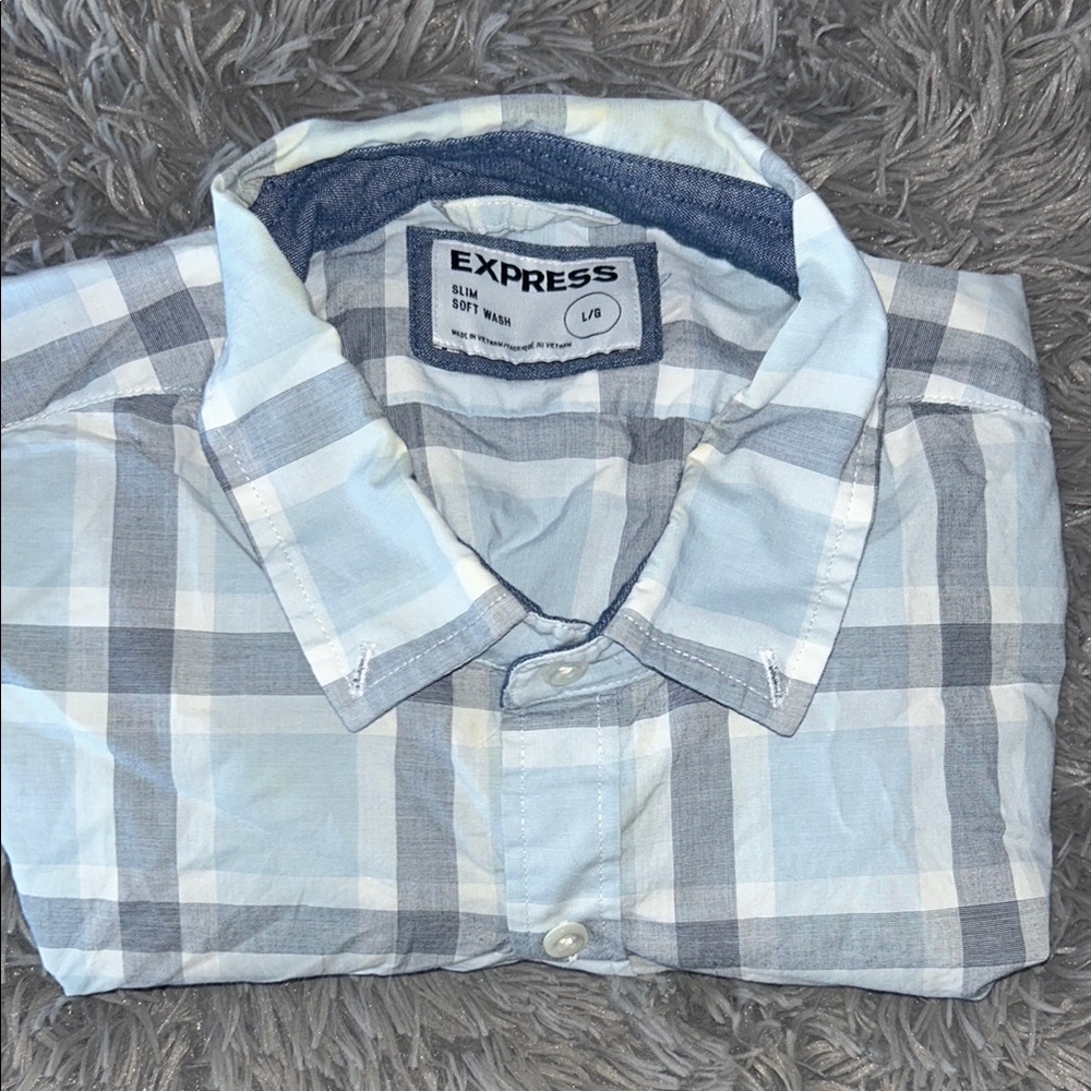 Express Blue Casual Button Down Shirt